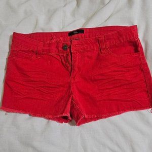 Drama Gold Red Distressed Shorts